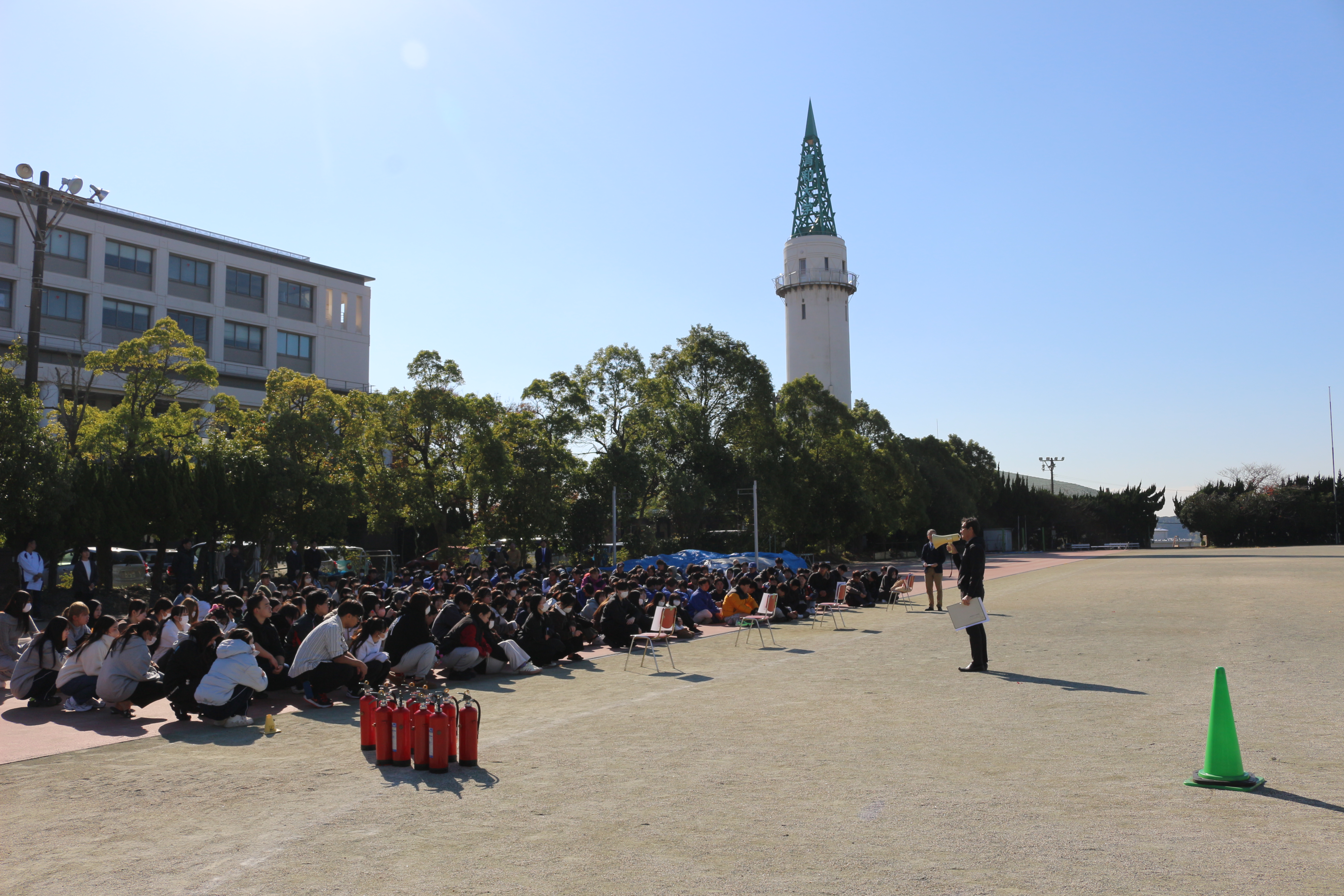 清和大学・清和短大合同で、「自衛消防訓練」を実施しました